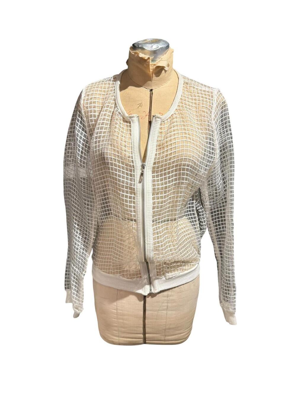 UFO Sheer White Mesh Zip-Up Jacket